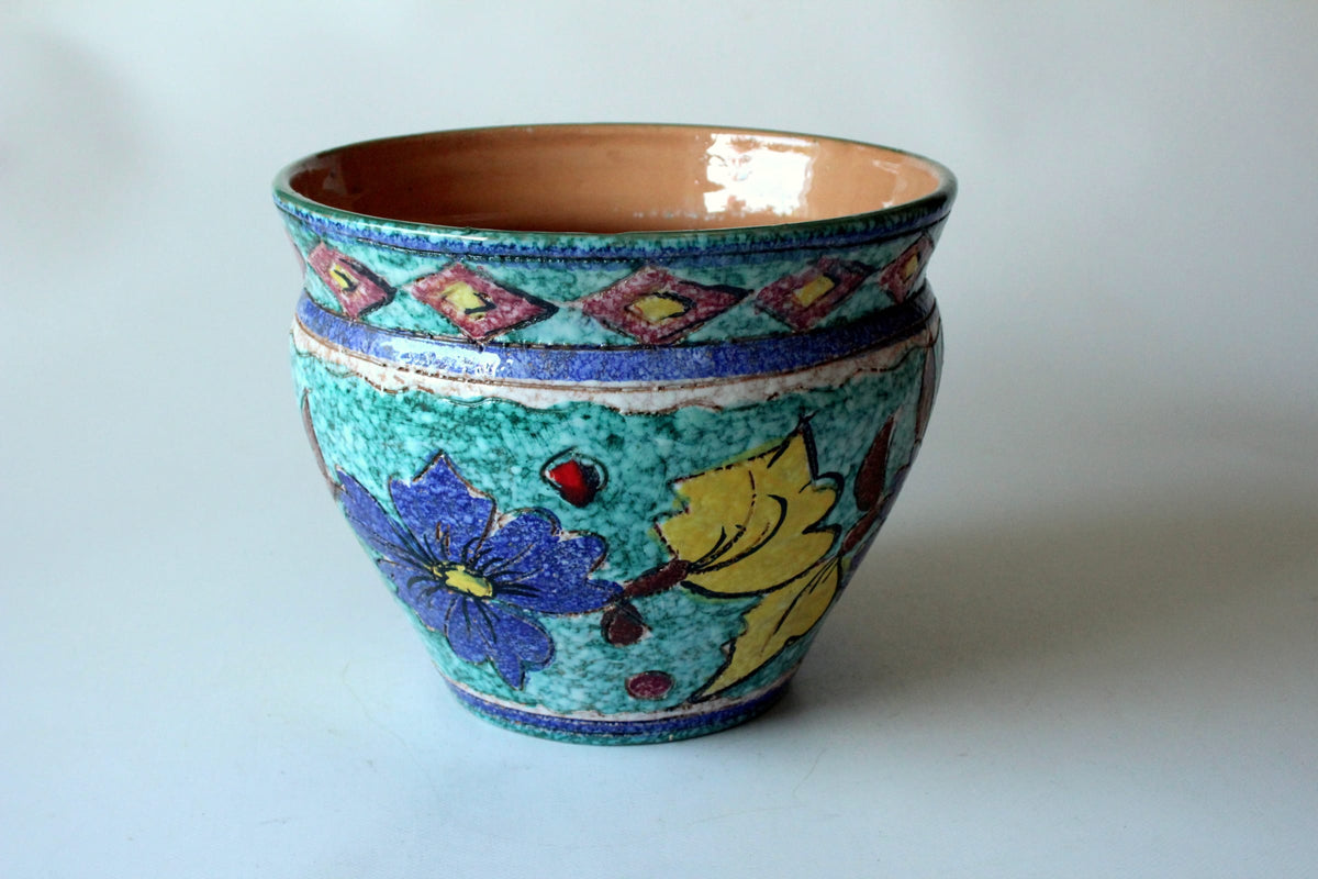 Vintage Blumentopf Keramik handbemalt aus Italien