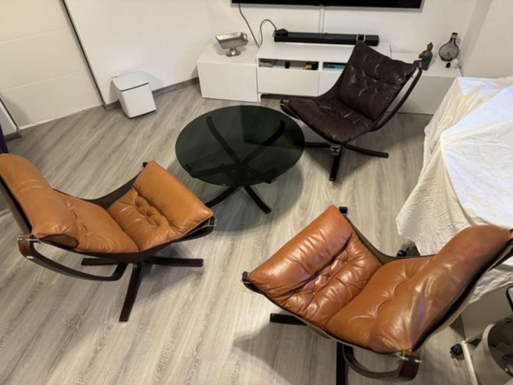 Vintage Set von 2 Falcon Sessel von Sigurd Ressell für Vatne Møbler, cognacbraun