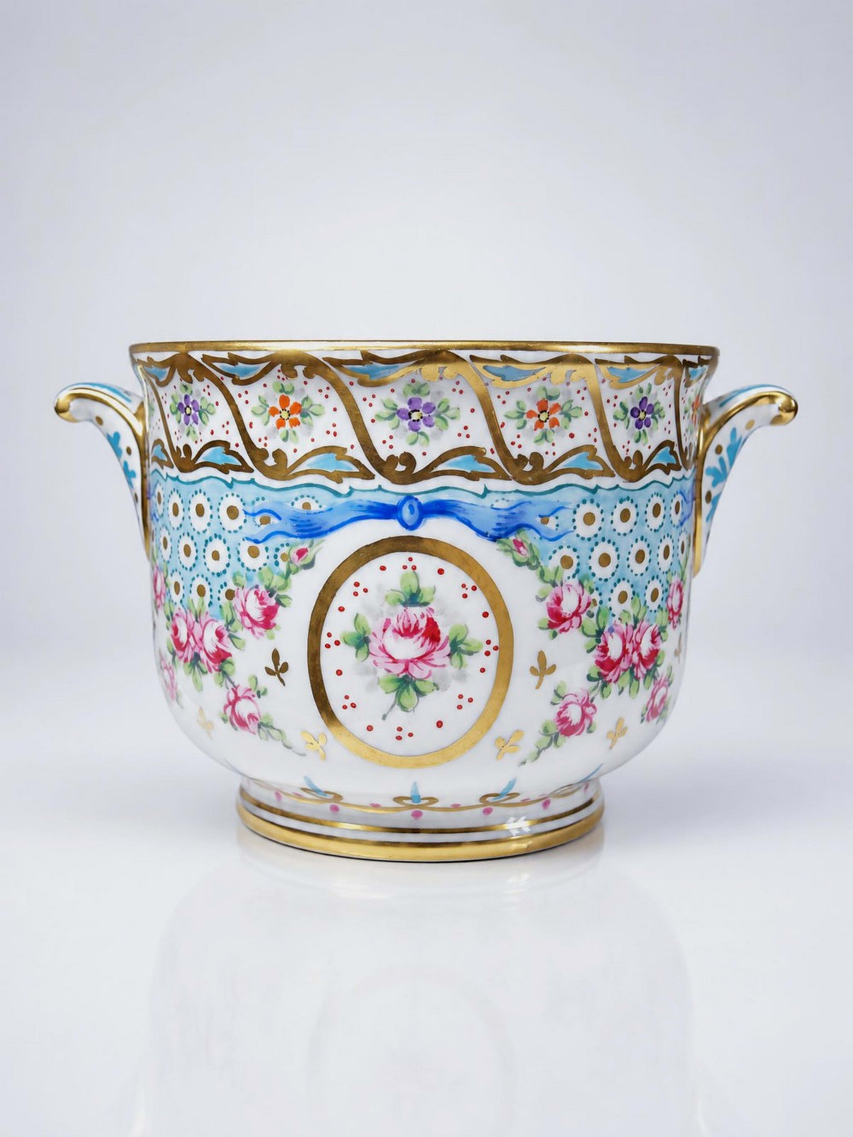 Vintage Porzellan-Übertopf von M. Carpezat Limoges, handbemalt, Art Nouveau