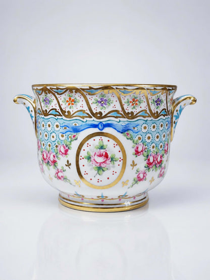 Vintage Porzellan-Übertopf von M. Carpezat Limoges, handbemalt, Art Nouveau