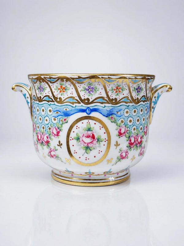 Vintage Porzellan-Übertopf von M. Carpezat Limoges, handbemalt, Art Nouveau