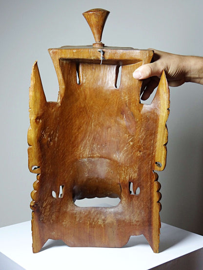 Vintage Wandmaske 'Barong' aus Holz, Bali handgeschnitzt
