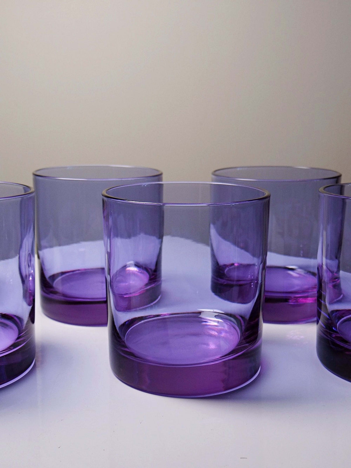 Set von 6 Vintage Whiskygläser aus Amethyst-Kristall, Mid-Century
