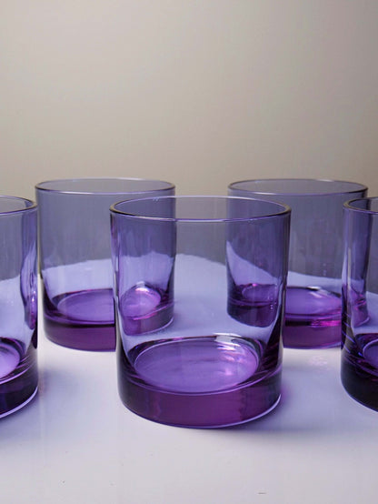 Set von 6 Vintage Whiskygläser aus Amethyst-Kristall, Mid-Century