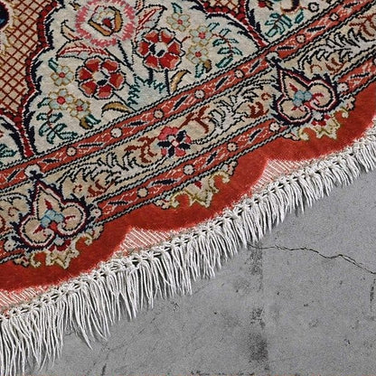 Vintage Teppich Perserteppich Medaillon rund von Qom einzigartig