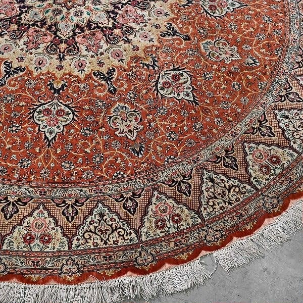Vintage Teppich Perserteppich Medaillon rund von Qom einzigartig