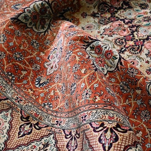 Vintage Teppich Perserteppich Medaillon rund von Qom einzigartig