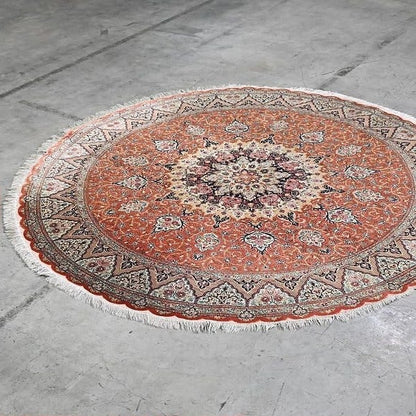 Vintage Teppich Perserteppich Medaillon rund von Qom einzigartig
