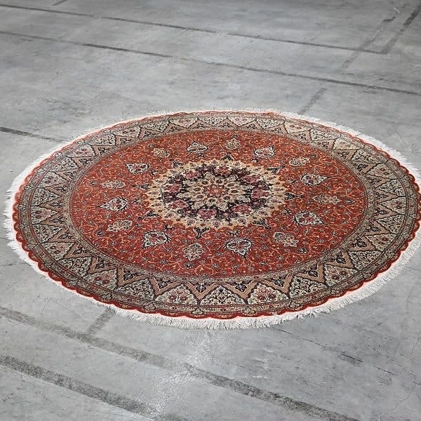 Vintage Teppich Perserteppich Medaillon rund von Qom einzigartig
