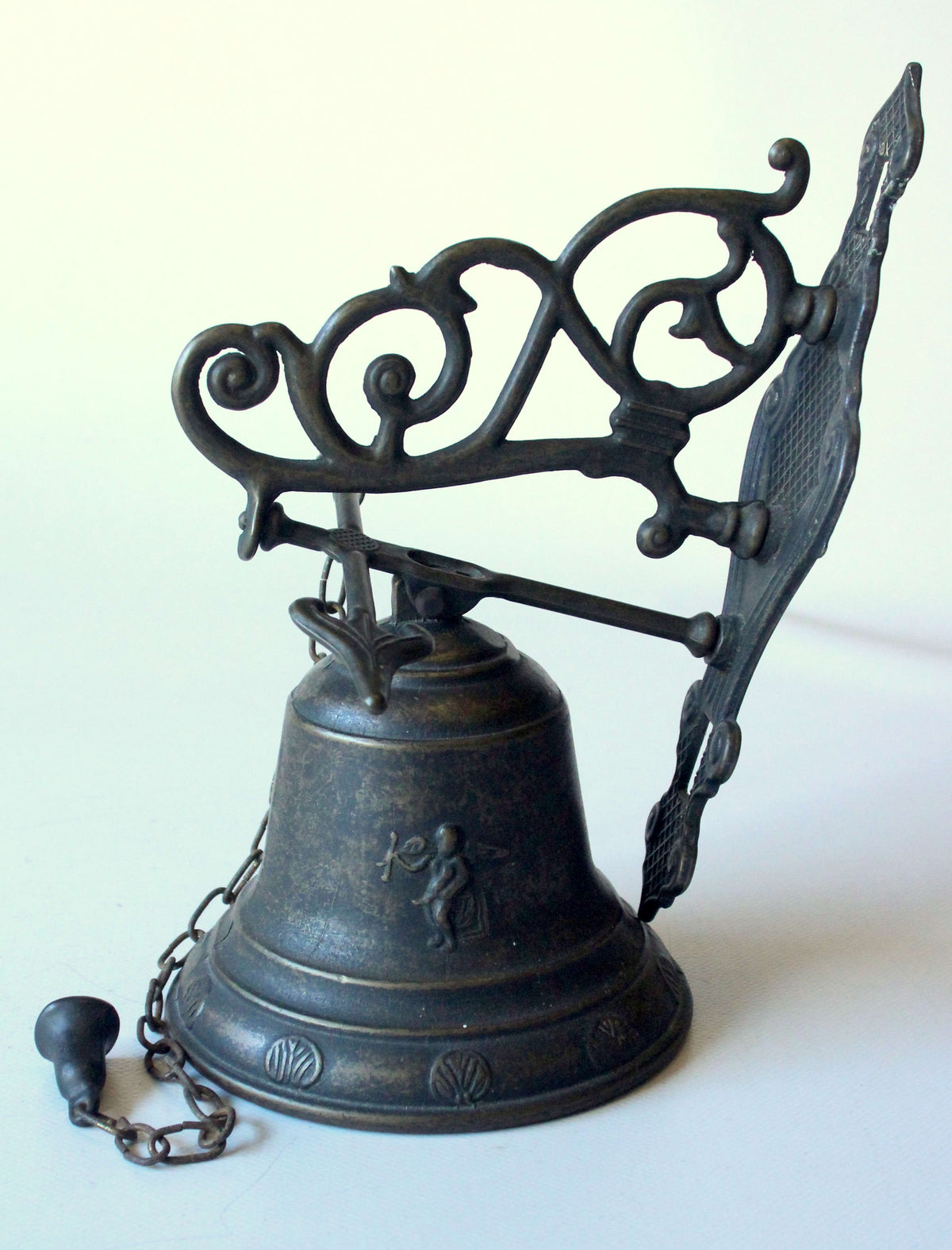 Vintage Glocke Bronze mit Wandhalterung
