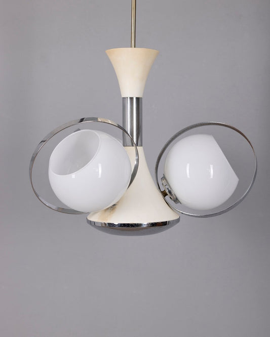Vintage Mazzega Space Age Pendant Lamp, Glass and Chrome