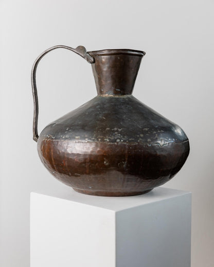 Vintage Krug aus Kupfer und Bronze, handgehämmert, Italien um 1700, seltenes Unikat