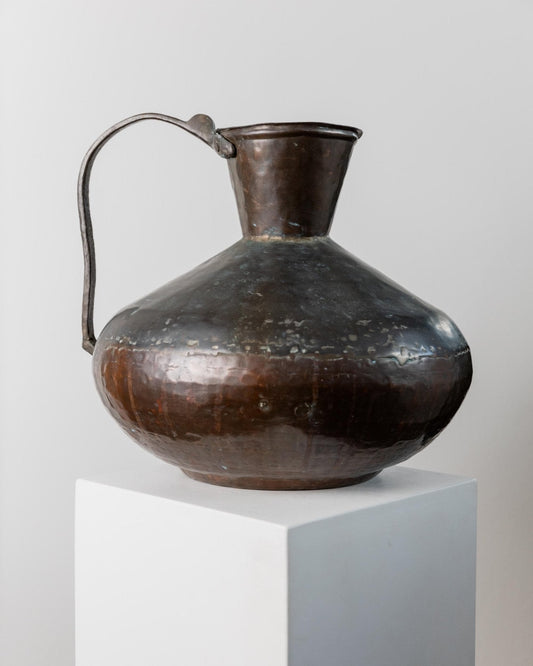 Vintage Krug aus Kupfer und Bronze, handgehämmert, Italien um 1700, seltenes Unikat