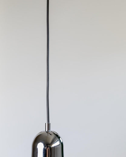 Lampe panier vintage chromée design Space Age milieu du siècle Italie années 1970 lumière chaude