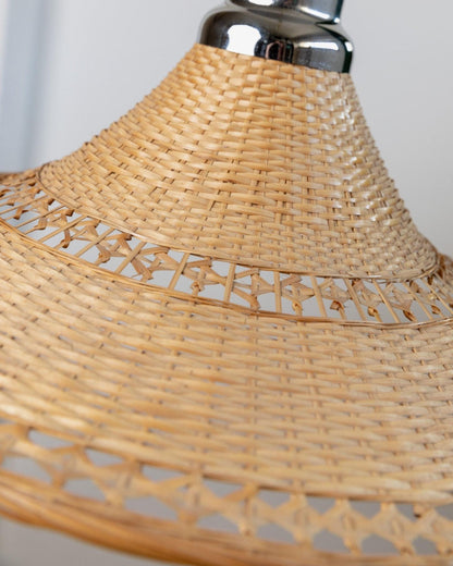 Lampe panier vintage chromée design Space Age milieu du siècle Italie années 1970 lumière chaude