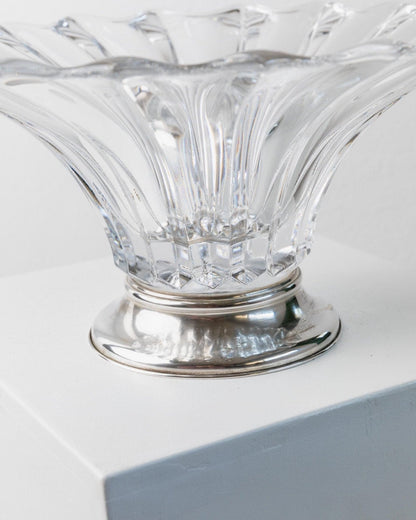 Vintage Glasschale Kristallglas mit Silberfuß Italien 1940er Jahre