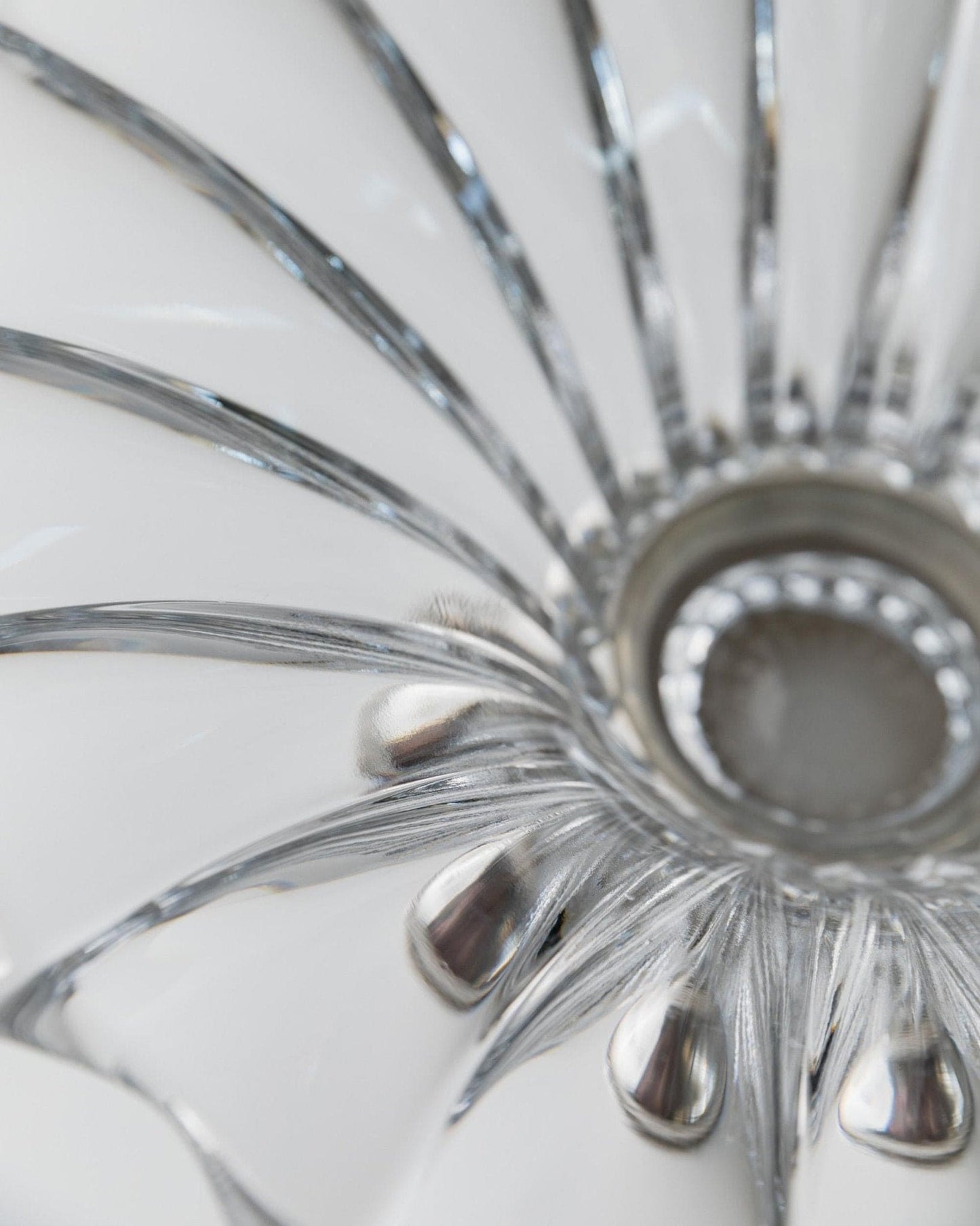 Vintage Glasschale Kristallglas mit Silberfuß Italien 1940er Jahre