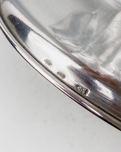 Vintage Glasschale Kristallglas mit Silberfuß Italien 1940er Jahre