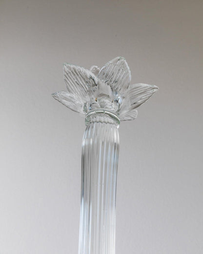 Vintage Kerzenhalter aus Murano Glas, Blütenkopf, gerippt, Italien 1930er, Dekoration