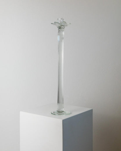 Vintage Kerzenhalter aus Murano Glas, Blütenkopf, gerippt, Italien 1930er, Dekoration