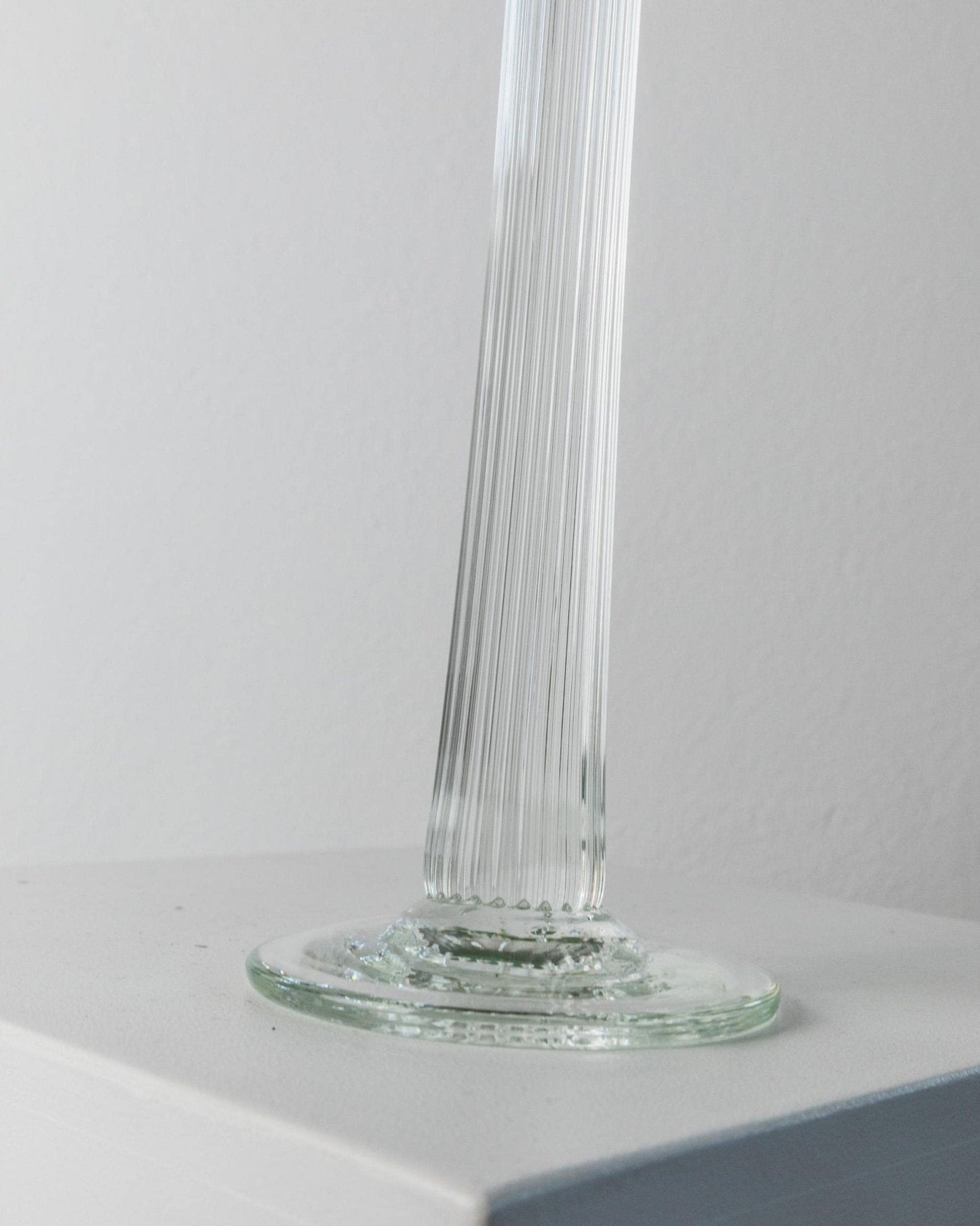 Vintage Kerzenhalter aus Murano Glas, Blütenkopf, gerippt, Italien 1930er, Dekoration