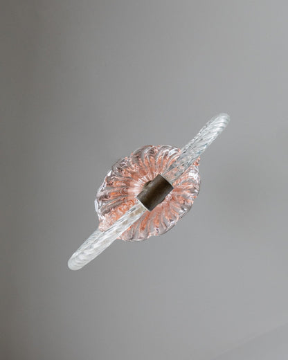 Vintage Murano glass chandelier by Barovier and Toso pink flower shape Art Deco