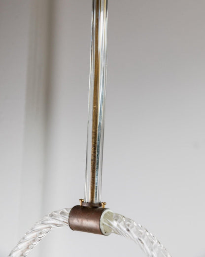 Vintage Murano glass chandelier by Barovier and Toso pink flower shape Art Deco