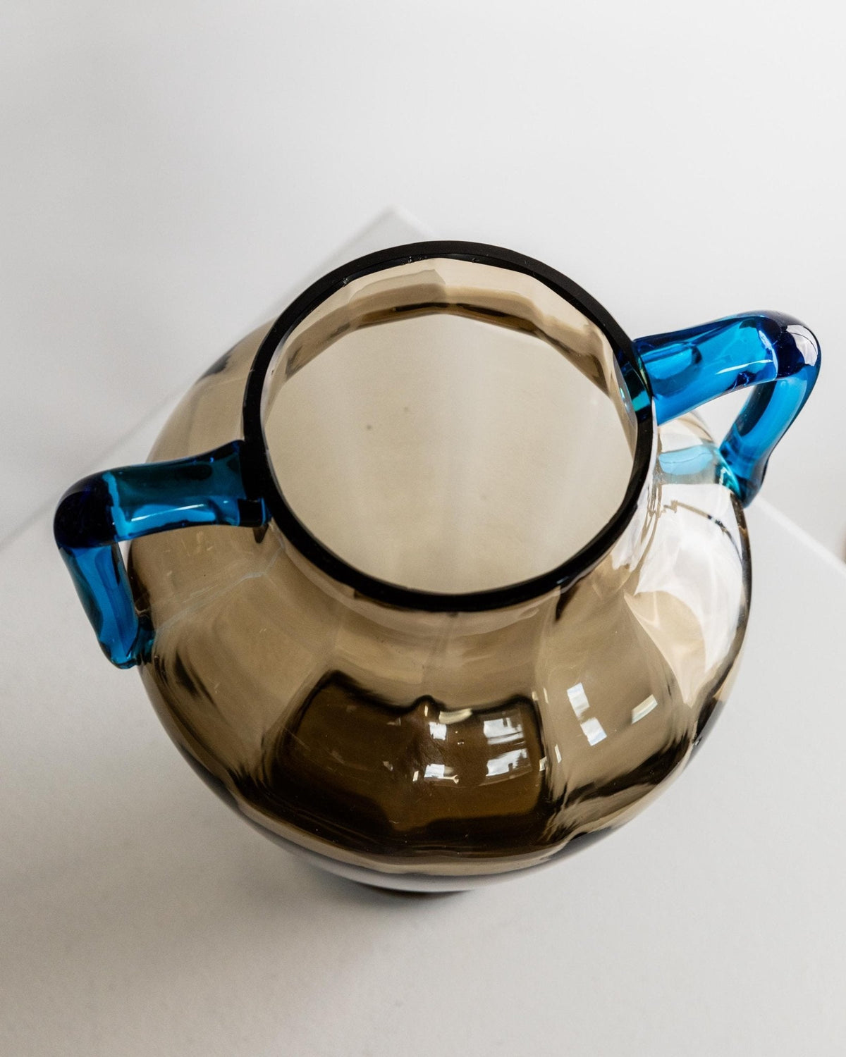 Vintage Murano Glasvase Amphore, Amber und Blau, Italien 1960er