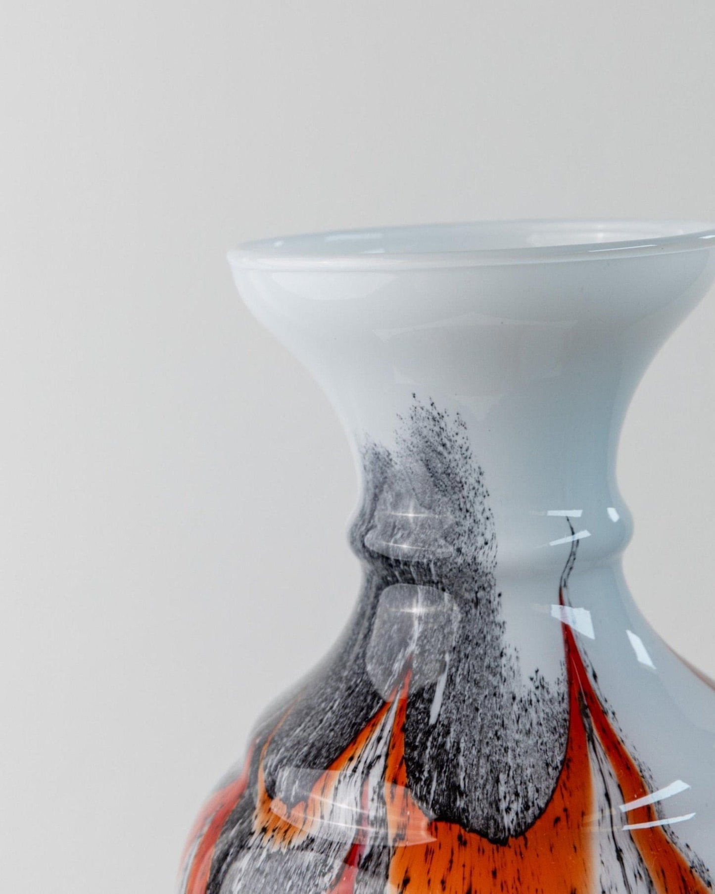 Vintage Murano Glasvase von Carlo Moretti - Orange, Weiß und Schwarz - Retro 70er