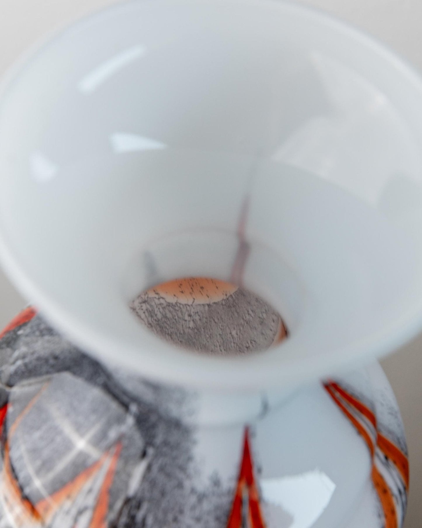 Vintage Murano Glasvase von Carlo Moretti - Orange, Weiß und Schwarz - Retro 70er