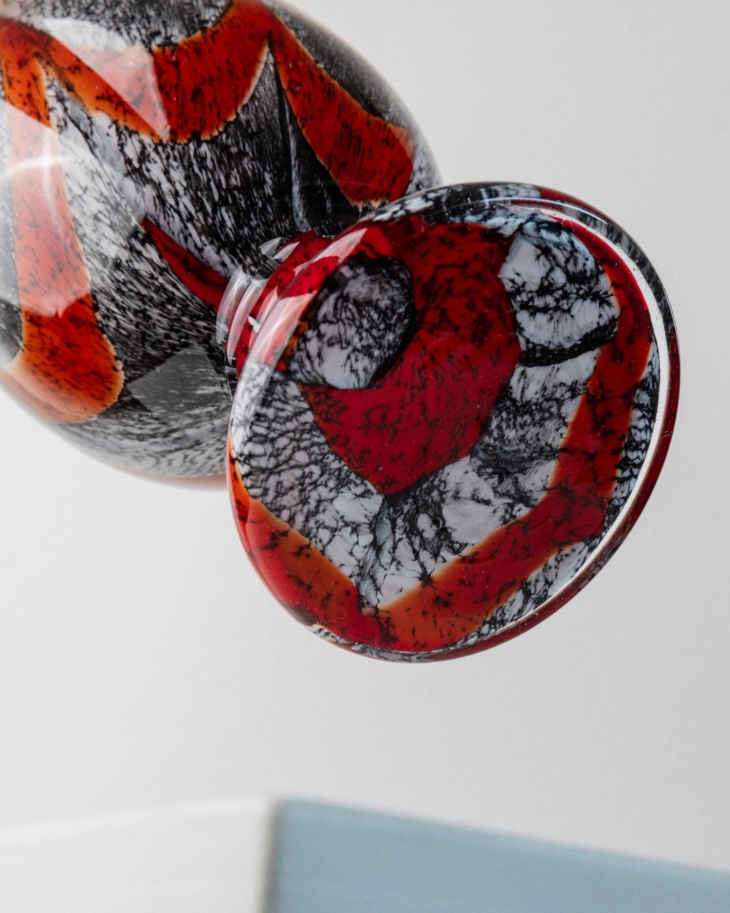 Vintage Murano Glasvase von Carlo Moretti - Orange, Weiß und Schwarz - Retro 70er