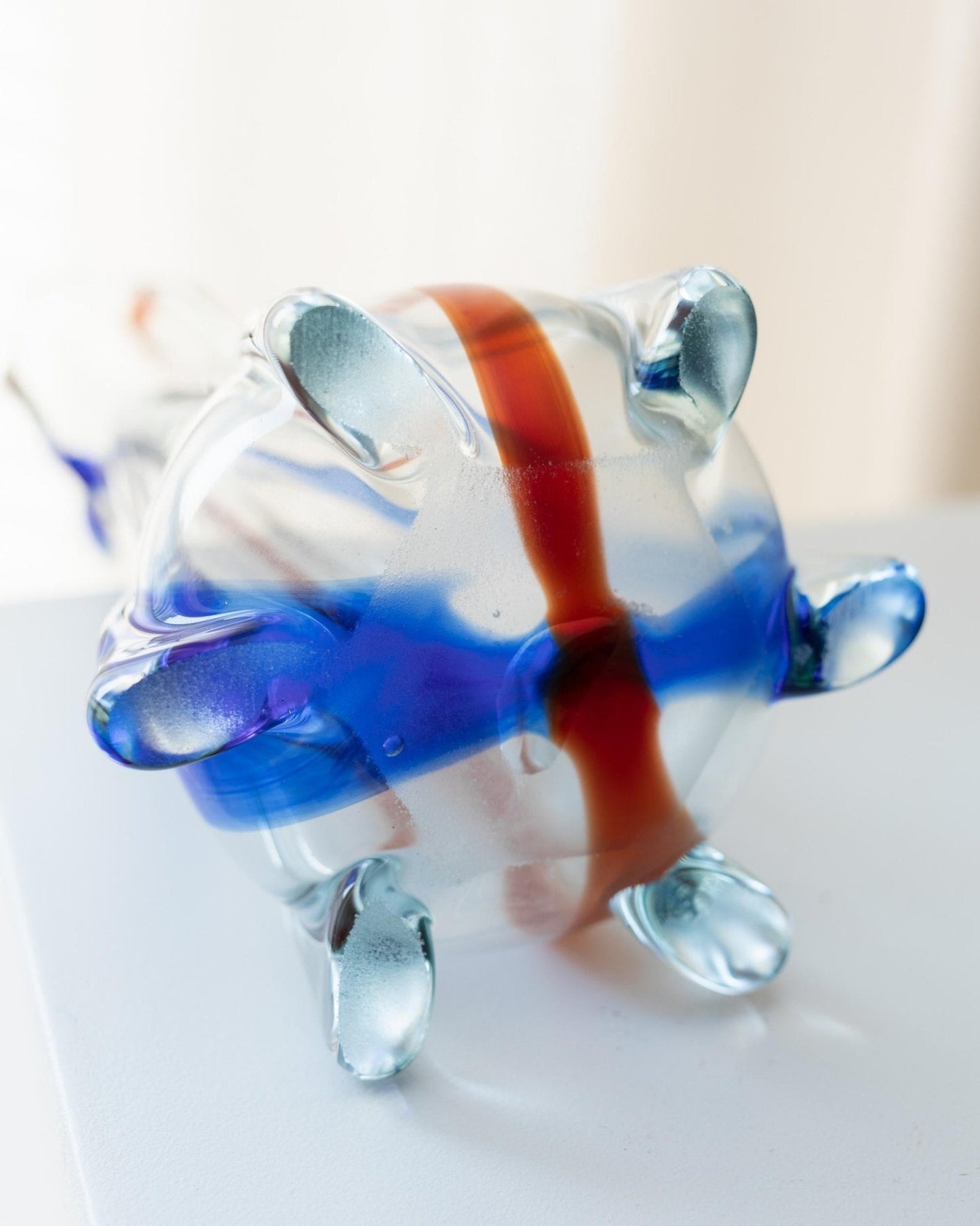 Vintage Vase aus Murano Glas von Murano mit blauen und roten Details