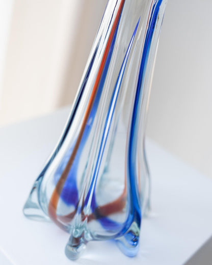 Vintage Vase aus Murano Glas von Murano mit blauen und roten Details