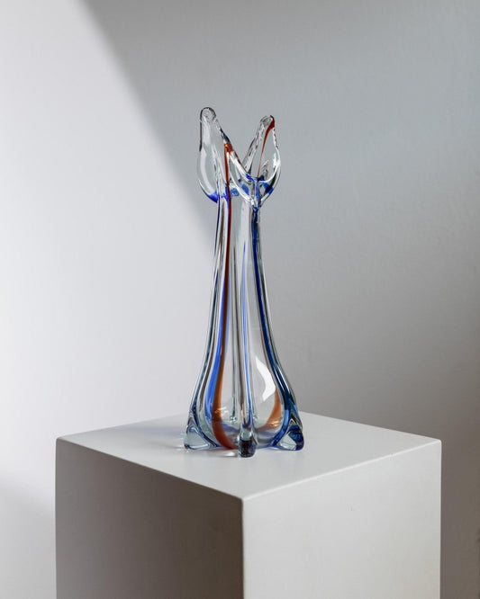 Vintage Vase Murano klar blau rot