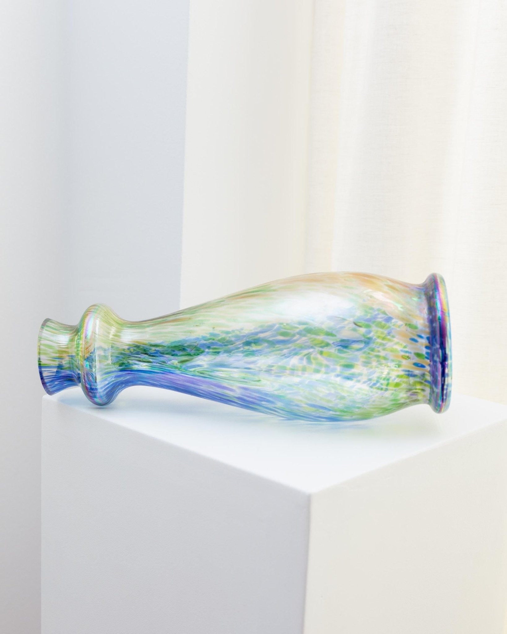 Vintage Vase Murano Glas mehrfarbig irisierend 1970er Tischdekoration