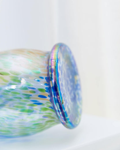 Vintage Vase Murano Glas mehrfarbig irisierend 1970er Tischdekoration