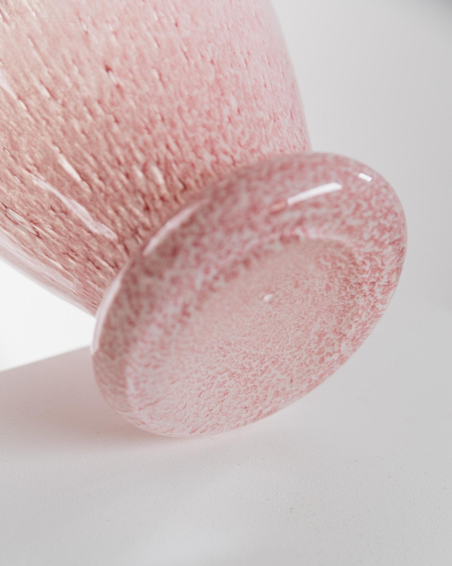 Vintage Vase Murano Glas rosa gepunktet mit gewelltem Rand von Murano