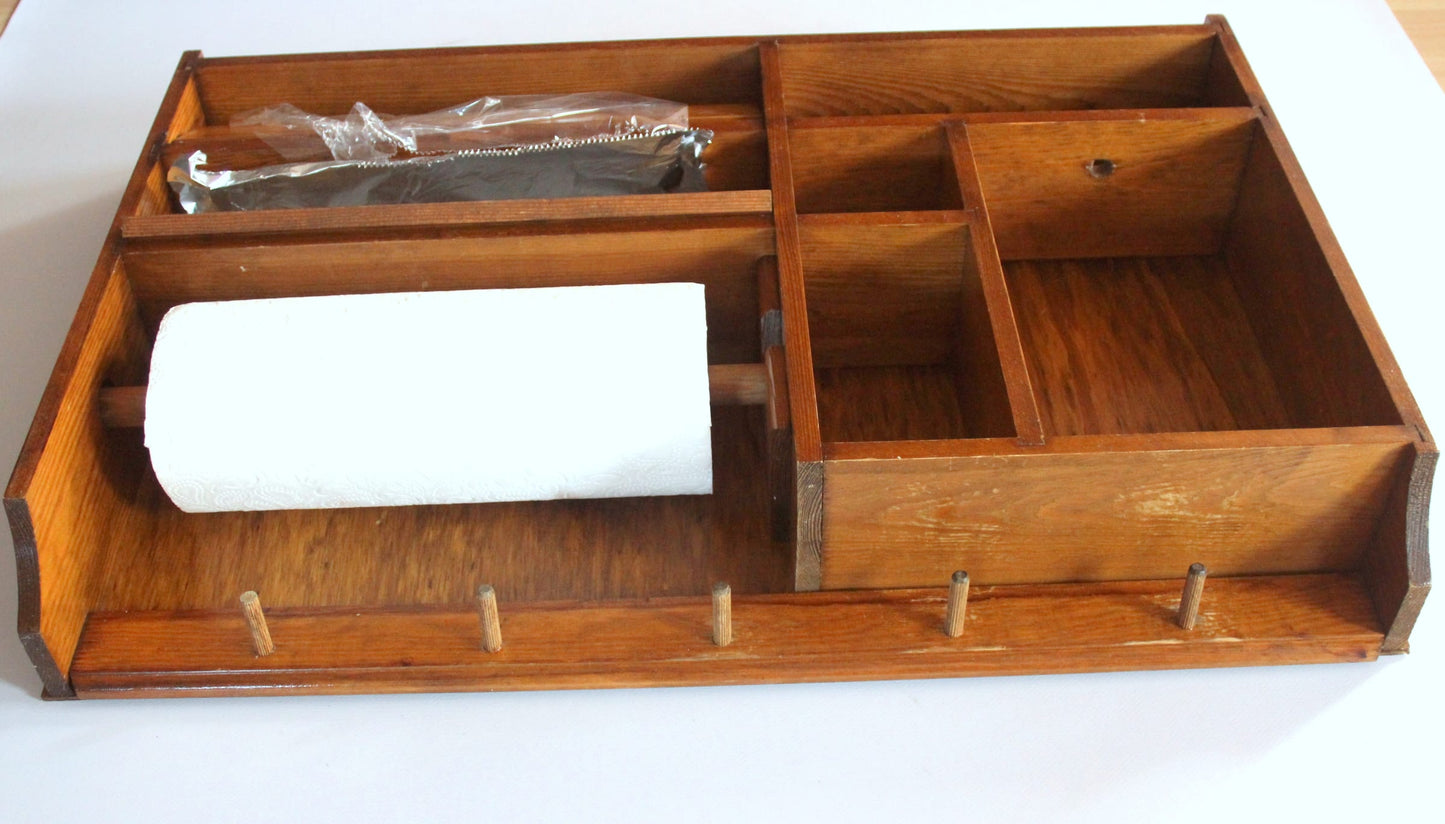 Vintage Wandregal Gewürzregal aus Holz, Mid Century
