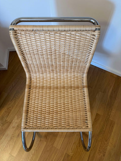Vintage Freischwinger S 533 R von Mies van der Rohe für Thonet mit Korbgeflecht