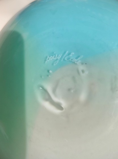 Vintage Vase aus mundgeblasenem Opalglas, Grün