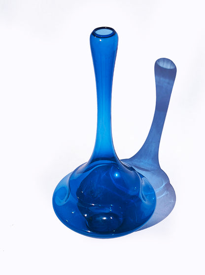 Vintage Vase Soliflore Blaues Glas