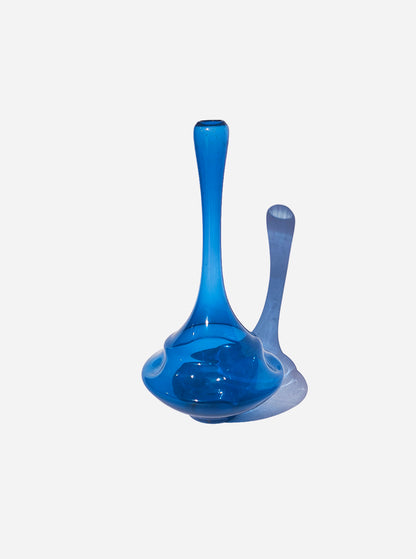 Vintage Vase Soliflore Blaues Glas