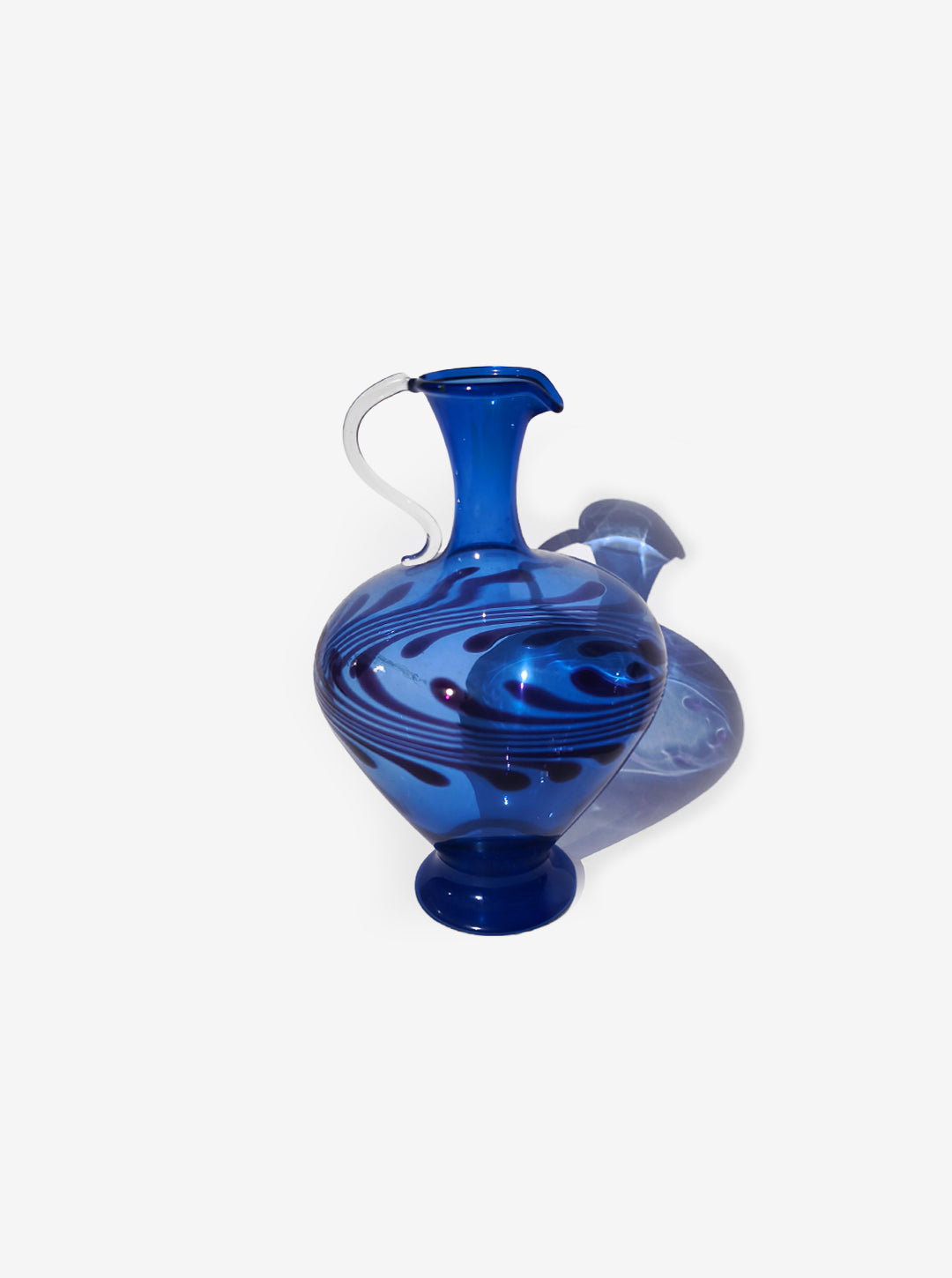 Vintage Vase aus blauem Glas mit Henkel