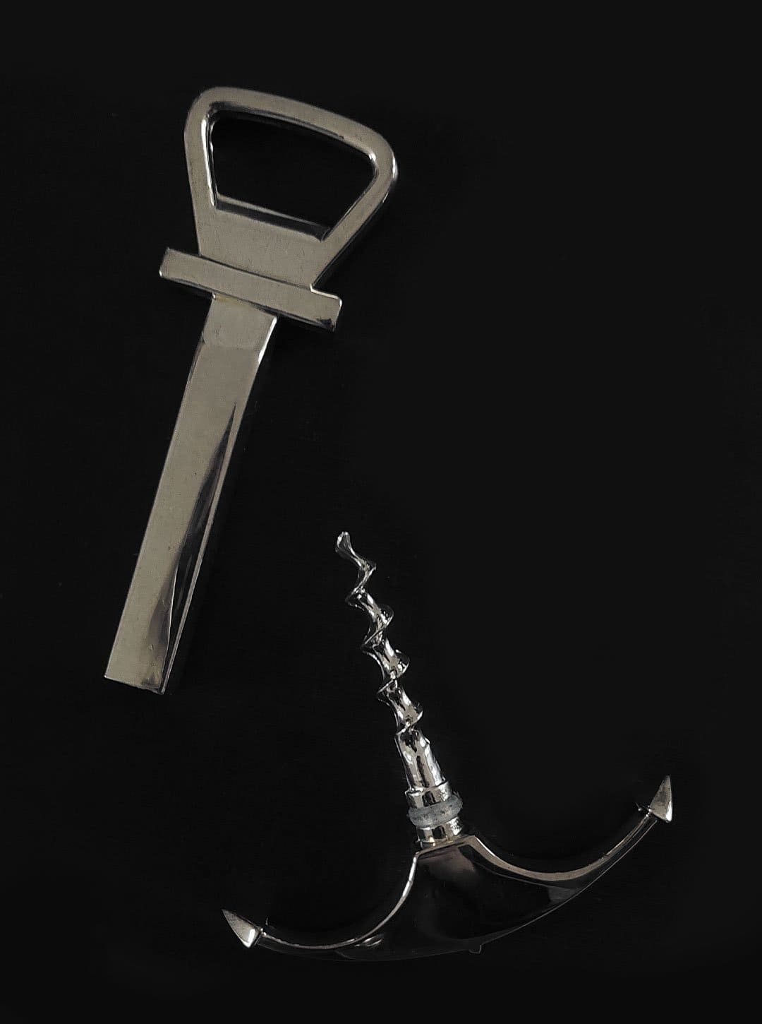 Vintage bottle opener anchor shape metal from for silver