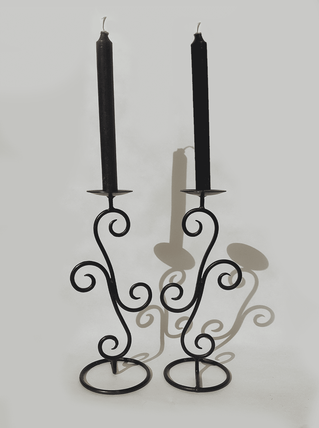 Candle holder Spirales of very good black metal set of 2