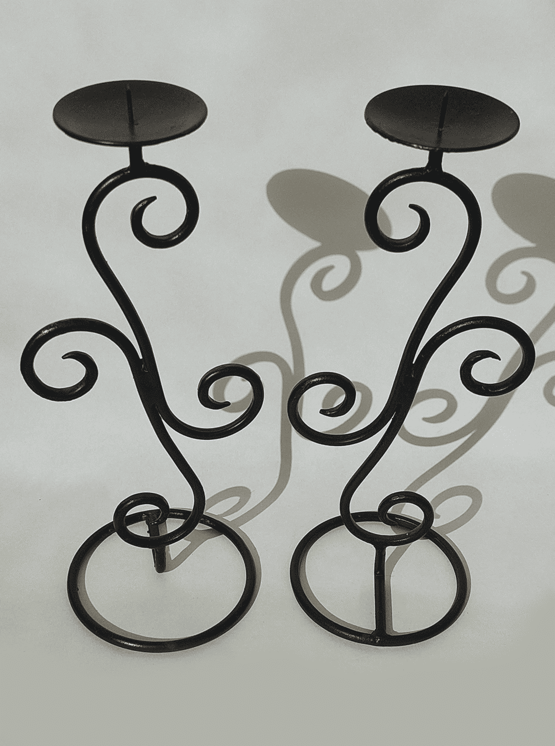 Candle holder Spirales of very good black metal set of 2