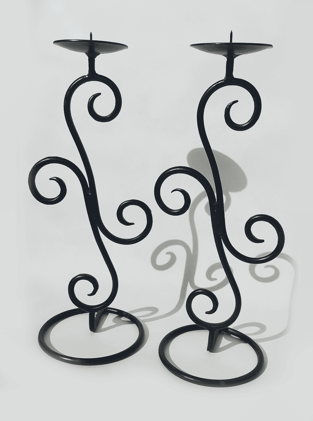 Candle holder Spirales of very good black metal set of 2