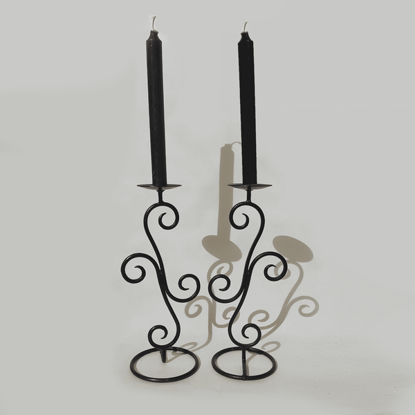 Candle holder Spirales of very good black metal set of 2