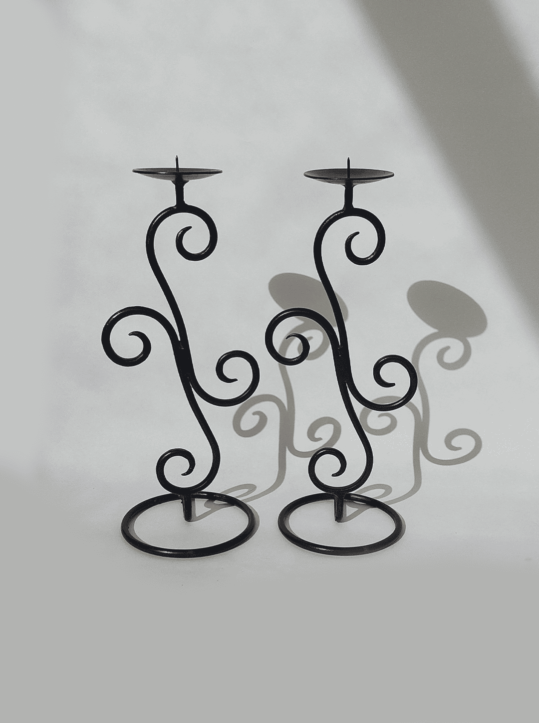 Candle holder Spirales of very good black metal set of 2