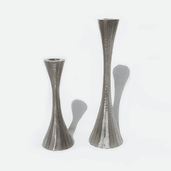 Kerzenhalter Silber Metall Set von 2